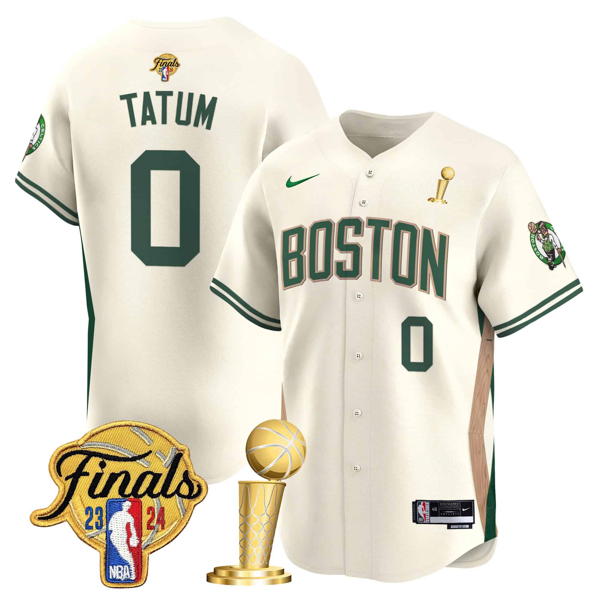 Men Boston Celtics #0 Tatum Cream 2024 Nike Final & Champions Patch Baseball NBA Jersey->boston celtics->NBA Jersey